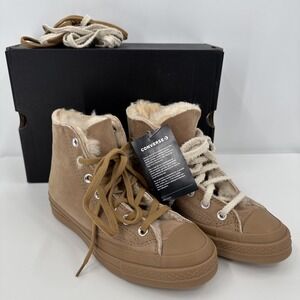 Converse Chuck 70 Hi Iced Coffee Fur Lined Sneaker Style 166318C US M 4 W 6  NEW
